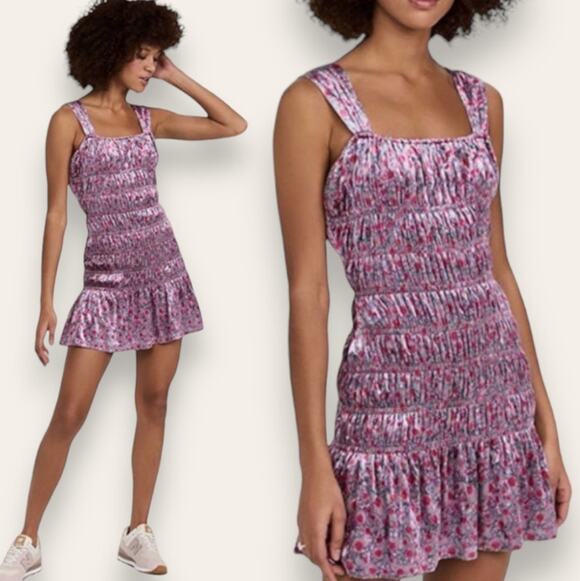English Factory Dresses & Skirts - NWT ENGLISH FACTORY DRESS S PURPLE COQUETTE VELVET PURPLE DITSY FLORAL STRETCHY